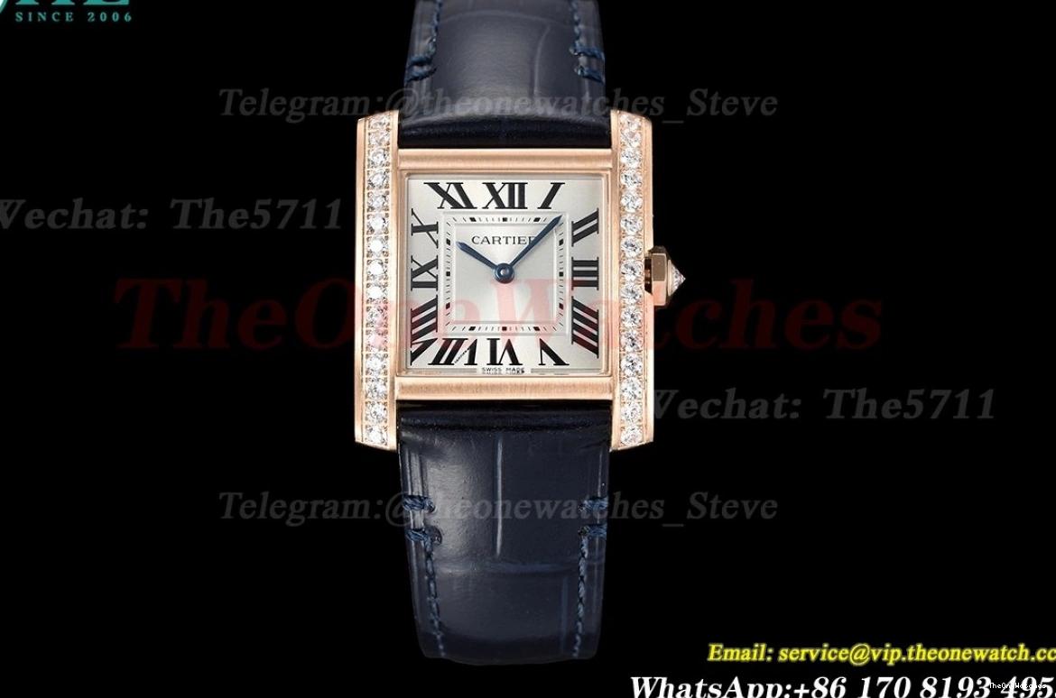 27mm Blue Française RG Dia Quartz Dial LE 8848F Tank Silver 0321